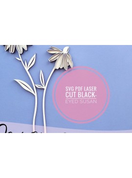 Σετ των 2 Intra απο ξύλο plywood 3mm-4mm πάχος Λουλούδι κομμένο με λέιζερ Black Eyed Susan Δίασταση 34x34 cm INTRAFABR-33748903