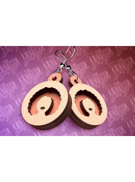 Σετ των 3 Intra απο ξύλο plywood 3mm-4mm πάχος Μαύρα γυναικεία σκουλαρίκια με λέιζερ | Accesso Δίασταση 3x3 cm INTRAFABR-89112859