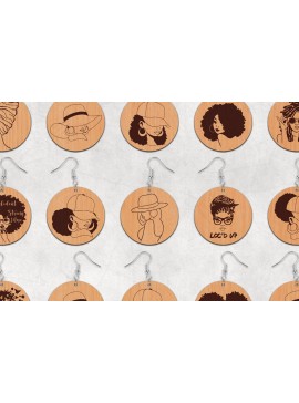 Σετ των 3 Intra απο ξύλο plywood 3mm-4mm πάχος Μαύρα γυναικεία σκουλαρίκια Δίασταση 2x2 cm INTRAFABR-30701244