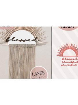 Σετ των 2 Intra απο ξύλο plywood 3mm-4mm πάχος Ευλογημένος Macrame Δίασταση 30x20 cm INTRAFABR-74751374