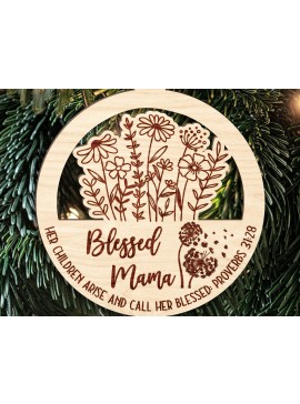 Σετ των 3 Intra απο ξύλο plywood 3mm-4mm πάχος Blessed Mama Ornament Δίασταση 3x3 cm INTRAFABR-123190025