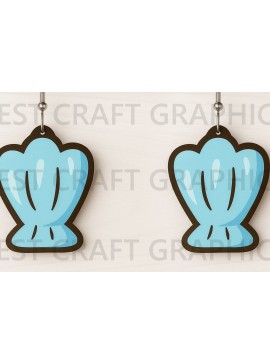 Σετ των 3 Intra απο ξύλο plywood 3mm-4mm πάχος Μπλε σκουλαρίκια από κοχύλι Δίασταση 3x3 cm INTRAFABR-123010409