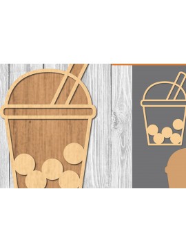 Σετ των 2 Intra απο ξύλο plywood 3mm-4mm πάχος Boba Drink Decoration Δίασταση 15x15 cm INTRAFABR-109510347