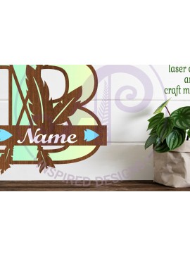 Σετ των 2 Intra απο ξύλο plywood 3mm-4mm πάχος Boho Capital Monogram Letter B Δίασταση 30x20 cm INTRAFABR-86122625