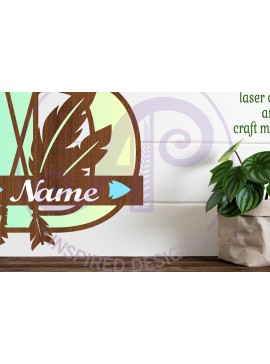 Σετ των 2 Intra απο ξύλο plywood 3mm-4mm πάχος Boho κεφαλαίο μονόγραμμα Γράμμα D Δίασταση 30x20 cm INTRAFABR-86122684