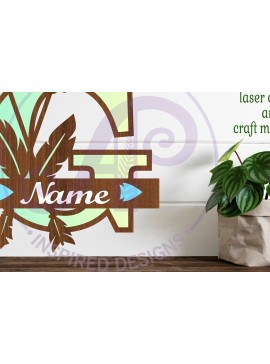 Σετ των 2 Intra απο ξύλο plywood 3mm-4mm πάχος Boho Capital Monogram Letter G Δίασταση 30x20 cm INTRAFABR-86122748