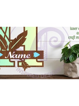 Σετ των 2 Intra απο ξύλο plywood 3mm-4mm πάχος Boho Capital Monogram Letter H Δίασταση 30x20 cm INTRAFABR-86122765