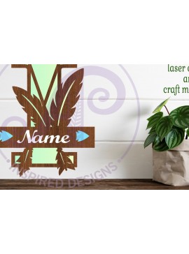 Σετ των 2 Intra απο ξύλο plywood 3mm-4mm πάχος Boho Capital Monogram Letter I Δίασταση 30x20 cm INTRAFABR-86123317
