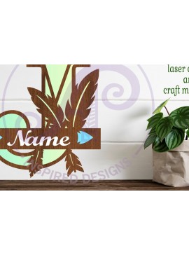 Σετ των 2 Intra απο ξύλο plywood 3mm-4mm πάχος Boho Capital Monogram Letter J Δίασταση 30x20 cm INTRAFABR-86123345