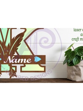 Intra απο ξύλο plywood 3mm-4mm πάχος Boho Capital Monogram Letter K Δίασταση 30x20 cm INTRAFABR-86123373