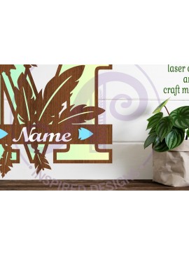 Σετ των 2 Intra απο ξύλο plywood 3mm-4mm πάχος Boho κεφαλαίο μονόγραμμα Γράμμα M Δίασταση 30x20 cm INTRAFABR-86123426