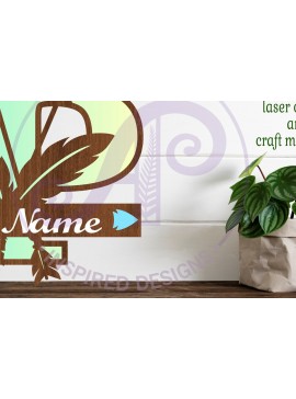 Σετ των 2 Intra απο ξύλο plywood 3mm-4mm πάχος Boho Capital Monogram Letter P Δίασταση 30x20 cm INTRAFABR-86123494