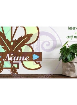 Intra απο ξύλο plywood 3mm-4mm πάχος Boho Capital Monogram Letter R Δίασταση 30x20 cm INTRAFABR-86123526