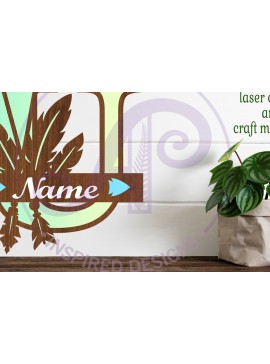 Σετ των 2 Intra απο ξύλο plywood 3mm-4mm πάχος Boho Capital Monogram Letter U Δίασταση 30x20 cm INTRAFABR-86123632