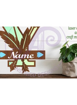 Σετ των 2 Intra απο ξύλο plywood 3mm-4mm πάχος Boho Capital Monogram Letter Y Δίασταση 30x20 cm INTRAFABR-86123849
