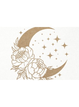 Σετ των 3 Intra απο ξύλο plywood 3mm-4mm πάχος Boho Crescent Floral Moon με Peony Δίασταση 7x7 cm INTRAFABR-120288878