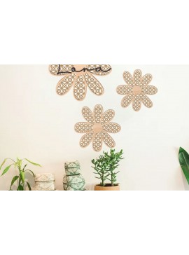 Σετ των 2 Intra απο ξύλο plywood 3mm-4mm πάχος κοπής με λέιζερ Boho Daisys Δίασταση 30x20 cm INTRAFABR-35353771