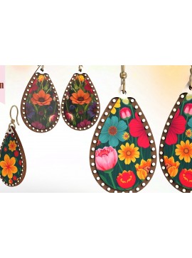 Σετ των 3 Intra απο ξύλο plywood 3mm-4mm πάχος Boho Drop Earrings  Δίασταση 1x2 cm INTRAFABR-123290730