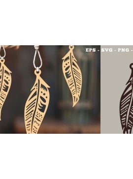 Σετ των 3 Intra απο ξύλο plywood 3mm-4mm πάχος Στολίδι Boho Feather Cut  2 Δίασταση 8x8 cm INTRAFABR-112014016