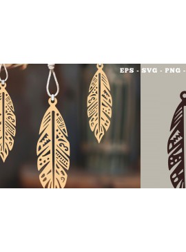 Σετ των 3 Intra απο ξύλο plywood 3mm-4mm πάχος Στολίδι Boho Feather Cut  3 Δίασταση 8x8 cm INTRAFABR-112014061