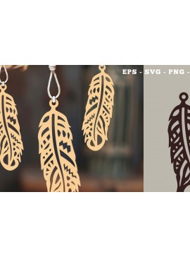 Σετ των 3 Intra απο ξύλο plywood 3mm-4mm πάχος Στολίδι Boho Feather Cut  6 Δίασταση 8x8 cm INTRAFABR-112014175