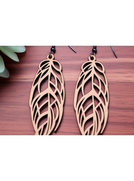 Σετ των 3 Intra απο ξύλο plywood 3mm-4mm πάχος Ξύλινο σκουλαρίκι Boho σε σχήμα φτερού Δίασταση 3x3 cm INTRAFABR-91670442