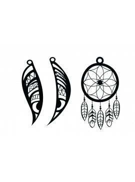 Σετ των 3 Intra απο ξύλο plywood 3mm-4mm πάχος Ξύλινο σκουλαρίκι σε σχήμα φτερού Boho Δίασταση 3x3 cm INTRAFABR-80879827