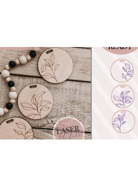 Σετ των 3 Intra απο ξύλο plywood 3mm-4mm πάχος μπρελόκ Boho Floral Δίασταση 4x4 cm INTRAFABR-74343025