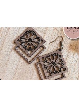 Σετ των 3 Intra απο ξύλο plywood 3mm-4mm πάχος Σκουλαρίκια λέιζερ Boho Floral Δίασταση 3x3 cm INTRAFABR-73358882