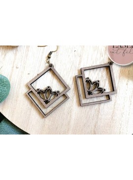 Σετ των 3 Intra απο ξύλο plywood 3mm-4mm πάχος Σκουλαρίκια λέιζερ Boho Floral Δίασταση 3x3 cm INTRAFABR-73359022