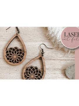 Σετ των 3 Intra απο ξύλο plywood 3mm-4mm πάχος Σκουλαρίκια λέιζερ Boho Floral Δίασταση 3x3 cm INTRAFABR-73366925