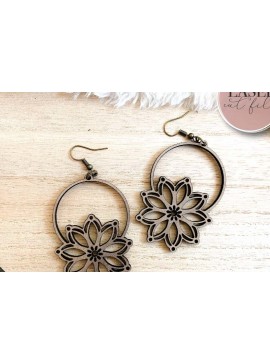 Σετ των 3 Intra απο ξύλο plywood 3mm-4mm πάχος Σκουλαρίκια λέιζερ Boho Floral Δίασταση 3x3 cm INTRAFABR-73358551