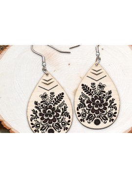 Σετ των 3 Intra απο ξύλο plywood 3mm-4mm πάχος Σκουλαρίκια Boho Flower Cut . Δίασταση 4x4 cm INTRAFABR-118118609