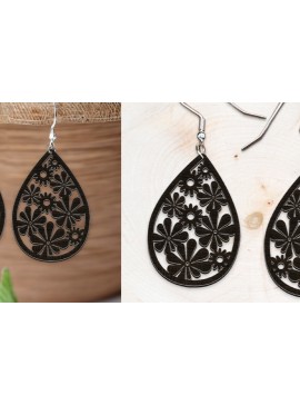 Σετ των 3 Intra απο ξύλο plywood 3mm-4mm πάχος Σκουλαρίκια Boho Flower Cut . Δίασταση 4x4 cm INTRAFABR-116614462