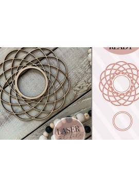 Intra απο ξύλο plywood 3mm-4mm πάχος Boho Flower , Boho Στρογγυλή πινακίδα Δίασταση 30x20 cm INTRAFABR-70532891