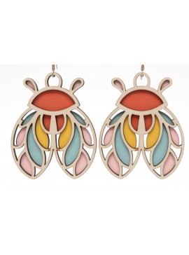 Σετ των 3 Intra απο ξύλο plywood 3mm-4mm πάχος Σκουλαρίκια Boho Ladybug Layered Δίασταση 3x3 cm INTRAFABR-122356868