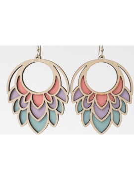 Σετ των 3 Intra απο ξύλο plywood 3mm-4mm πάχος Σκουλαρίκια με κρίκους Boho Δίασταση 3x3 cm INTRAFABR-122723729