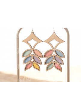 Σετ των 3 Intra απο ξύλο plywood 3mm-4mm πάχος Boho Leaf Cascade Σκουλαρίκια Δίασταση 3x3 cm INTRAFABR-122222907