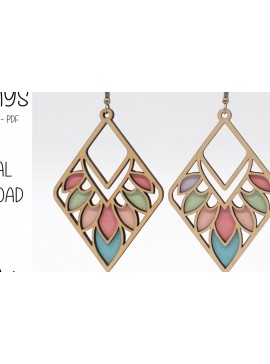 Σετ των 3 Intra απο ξύλο plywood 3mm-4mm πάχος Boho Leaf Diamond Earrings Δίασταση 3x3 cm INTRAFABR-122936036