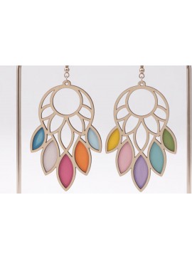 Σετ των 3 Intra απο ξύλο plywood 3mm-4mm πάχος Σκουλαρίκια Boho Leaf Cut  Δίασταση 3x3 cm INTRAFABR-122723573