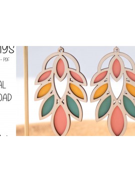 Σετ των 3 Intra απο ξύλο plywood 3mm-4mm πάχος Σκουλαρίκια με φύλλα Boho Δίασταση 3x3 cm INTRAFABR-122380102