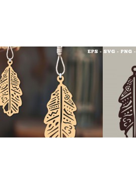 Σετ των 3 Intra απο ξύλο plywood 3mm-4mm πάχος Στολίδι Boho Leaves Cut  2 Δίασταση 8x8 cm INTRAFABR-112014214