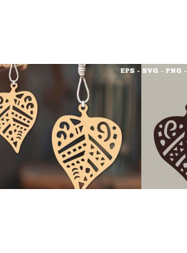 Σετ των 3 Intra απο ξύλο plywood 3mm-4mm πάχος Στολίδι Boho Leaves Cut  3 Δίασταση 8x8 cm INTRAFABR-112014239