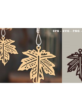 Σετ των 3 Intra απο ξύλο plywood 3mm-4mm πάχος Στολίδι Boho Leaves Cut  4 Δίασταση 8x8 cm INTRAFABR-112014260