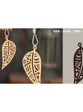 Σετ των 3 Intra απο ξύλο plywood 3mm-4mm πάχος Στολίδι Boho Leaves Cut  5 Δίασταση 8x8 cm INTRAFABR-112014303