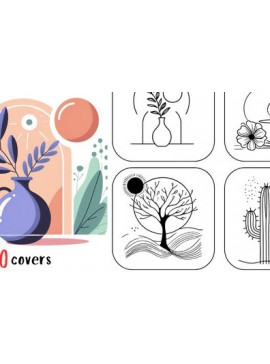 Σετ των 3 Intra απο ξύλο plywood 3mm-4mm πάχος Boho Minimalist Coloring Art Δίασταση 8x8 cm INTRAFABR-110020690