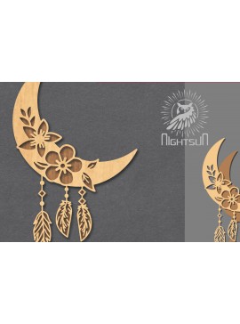 Σετ των 2 Intra απο ξύλο plywood 3mm-4mm πάχος Boho Moon Decoration 2 Δίασταση 15x15 cm INTRAFABR-121843833