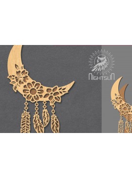 Σετ των 2 Intra απο ξύλο plywood 3mm-4mm πάχος Boho Moon Decoration 3 Δίασταση 15x15 cm INTRAFABR-121843864