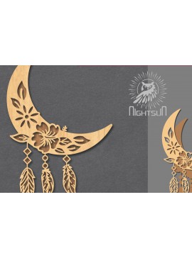 Σετ των 2 Intra απο ξύλο plywood 3mm-4mm πάχος Boho Moon Decoration 5 Δίασταση 15x15 cm INTRAFABR-121843971
