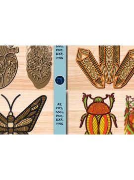 Σετ των 2 Intra απο ξύλο plywood 3mm-4mm πάχος πολλαπλών στρώσεων BOHO Δίασταση 15x15 cm INTRAFABR-75328725